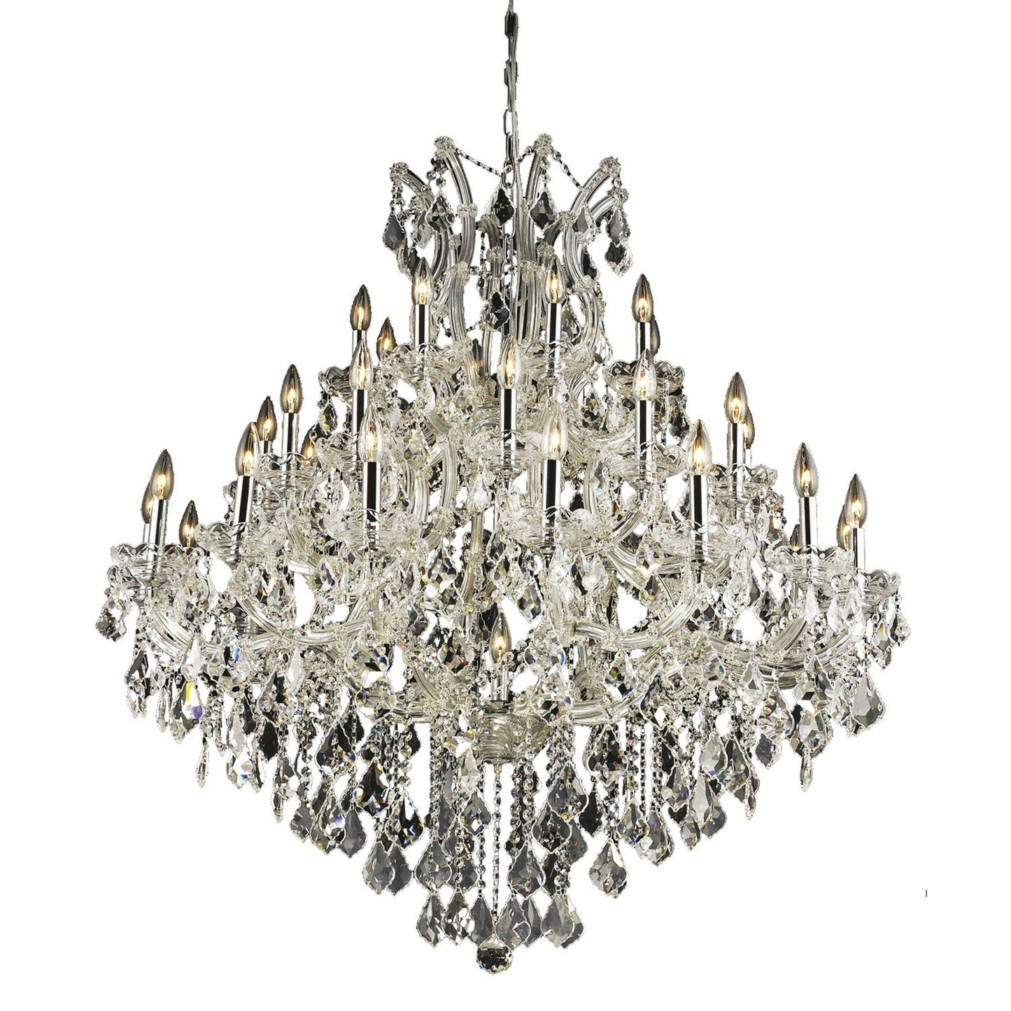 Chrome Thirty-Seven Light 44-Inch Chandelier with Royal Cut Clear Crystal