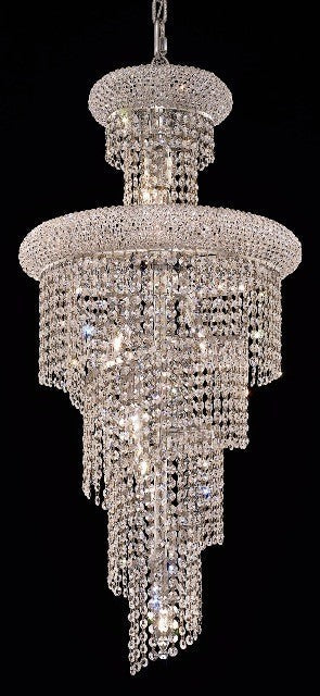 10 Light Spiral Crystal Chandelier chrome plated