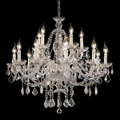 Polished chrome 12 Light Bohemian crystal Chandelier