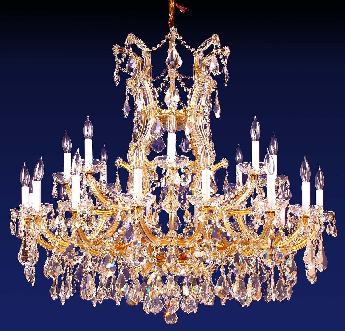 25 Light Maria Theresa crystal chandelier dressed with clear crystals