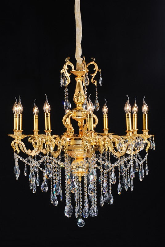 Gold plated 10 light traditional crystal Chandelier