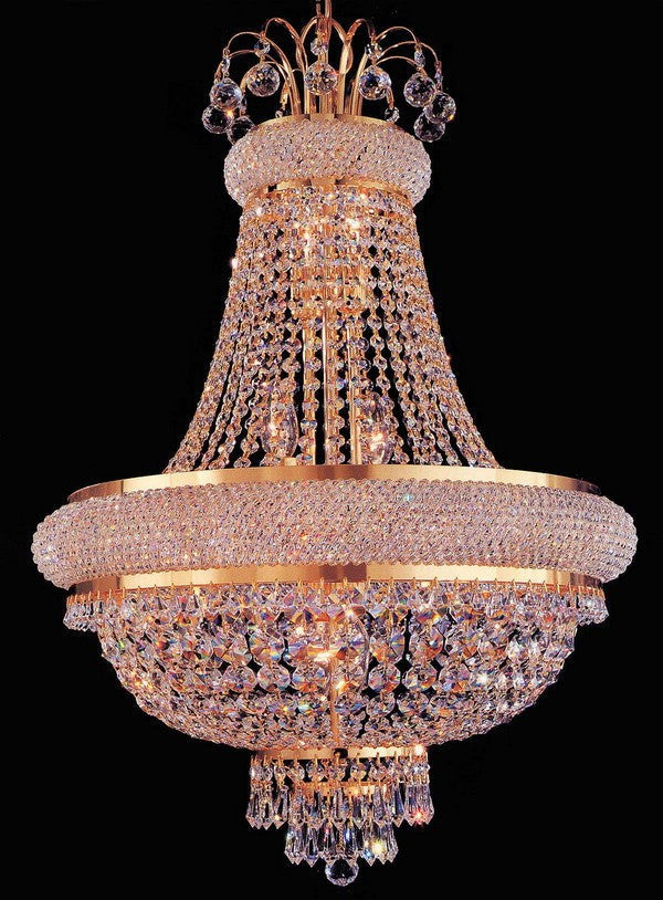 12 lights crystal chandelier in gold plated finish