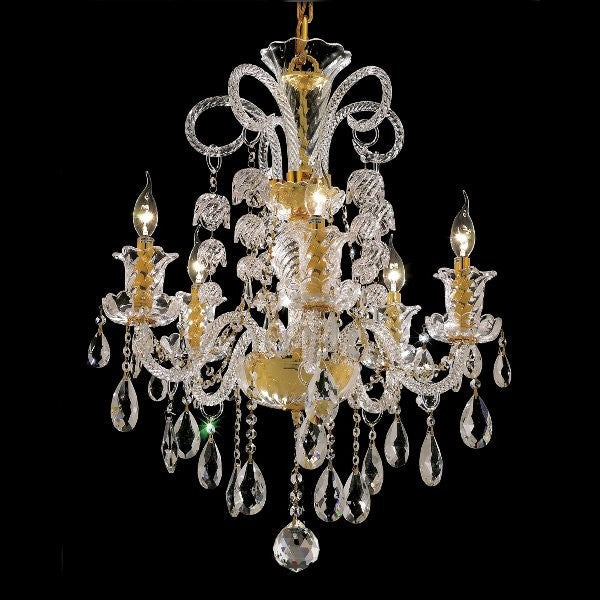 Gold plated 6 Light Bohemian crystal Chandelier