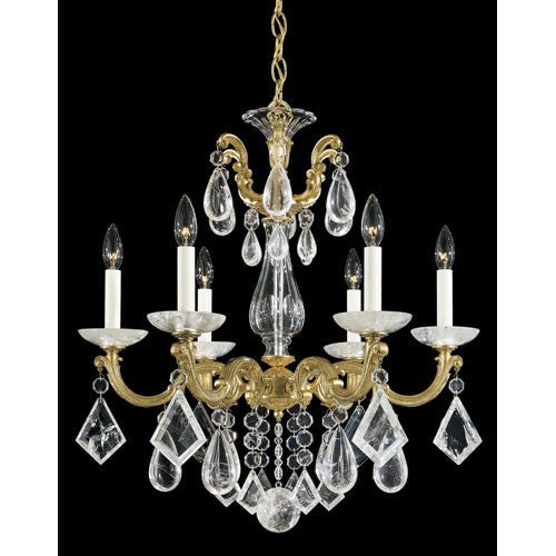 La Scala Heirloom Gold Six-Light Clear Rock Crystal Chandelier, 23W x 25H x 23D