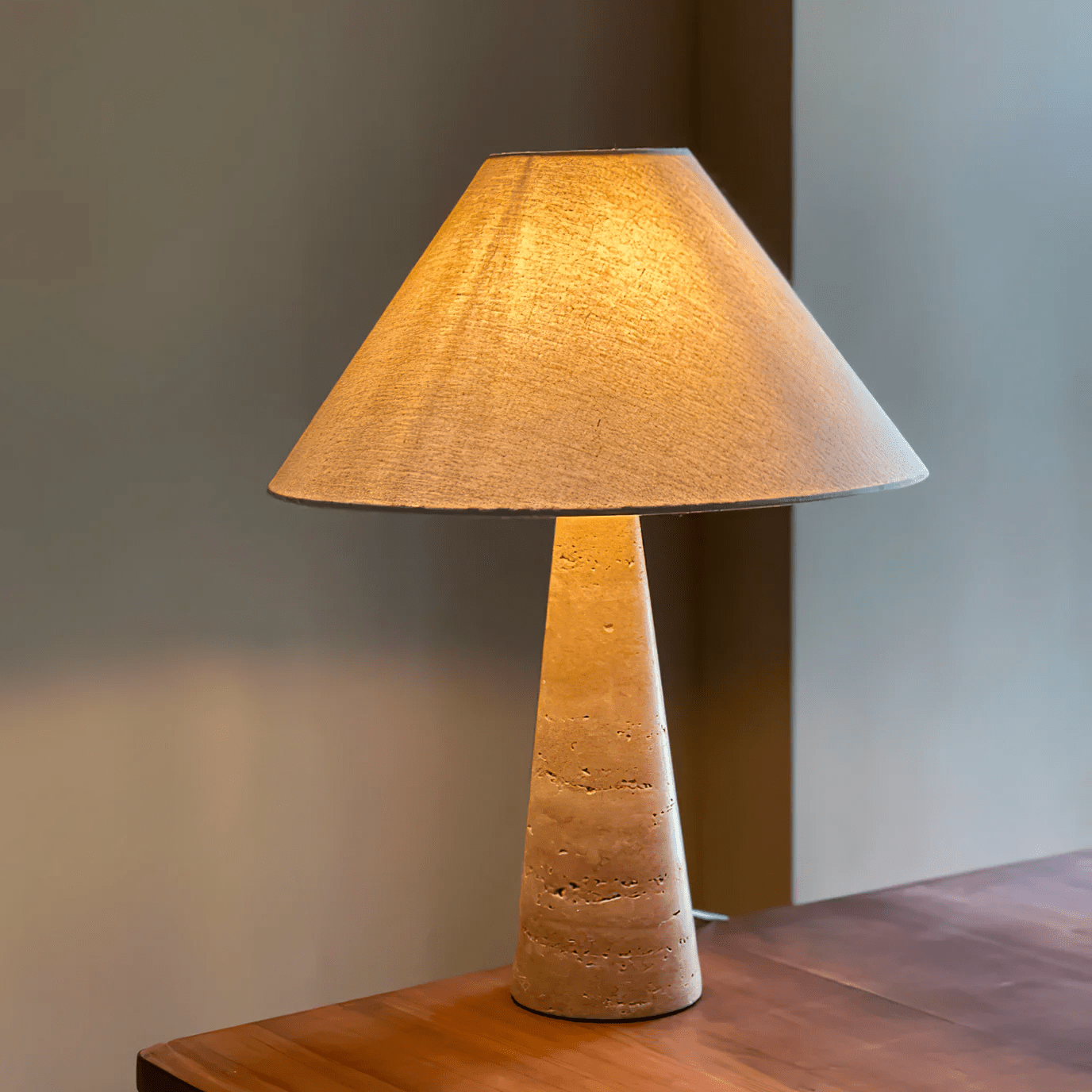 Travertine Column Table Lamp