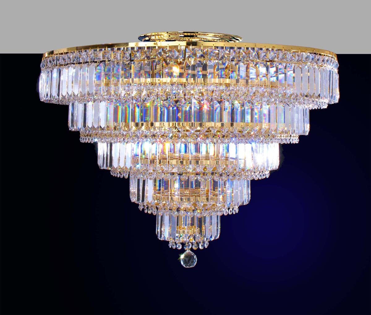 18 lights crystal flush mount in gold plated finish