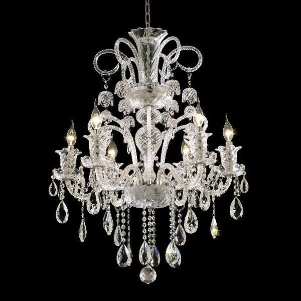 Polished chrome 6 Light Bohemian crystal Chandelier