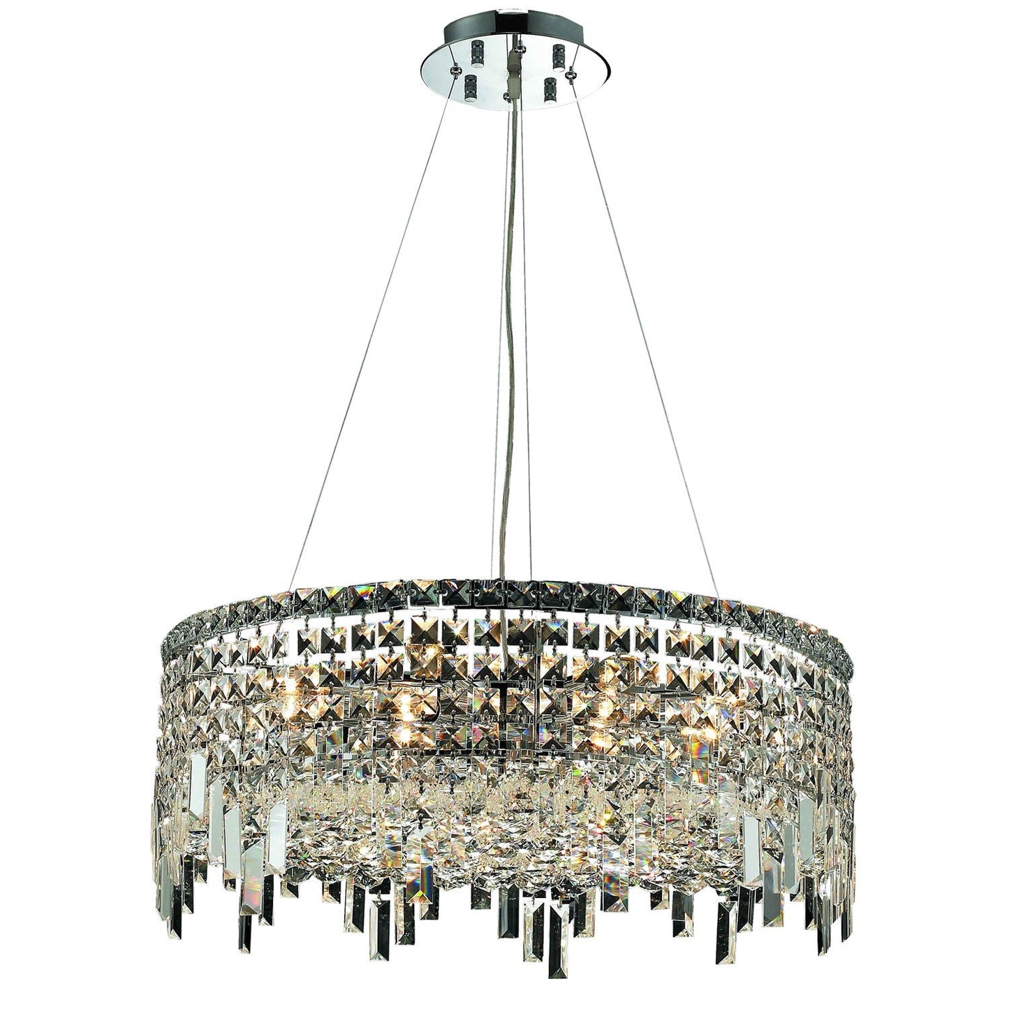 Maxim Chrome Twelve-Light 24-Inch Pendant with Royal Cut Clear Crystal