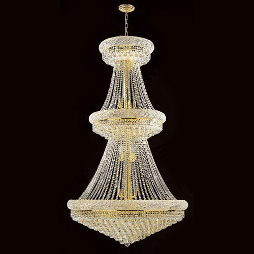 Gold Finish with Clear-Crystals Chandelier
