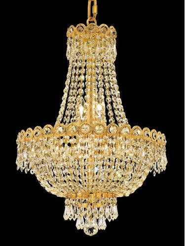 Gold Eight-Light 16-Inch Chandelier with Royal Cut Clear Crystal