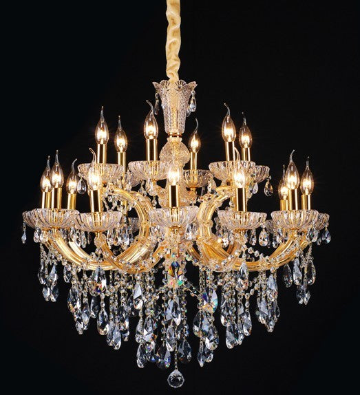 Gold plated 18 Light Maria Theresa crystal Chandelier