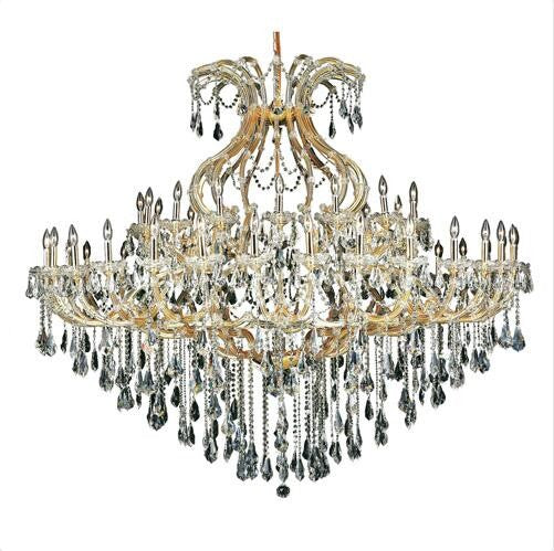 Gold Forty-Nine Light 72-Inch Chandelier with Royal Cut Clear Crystal
