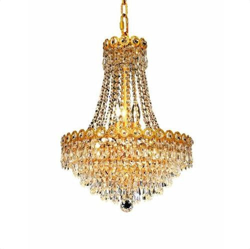 Gold Eight-Light 16-Inch Chandelier with Royal Cut Clear Crystal