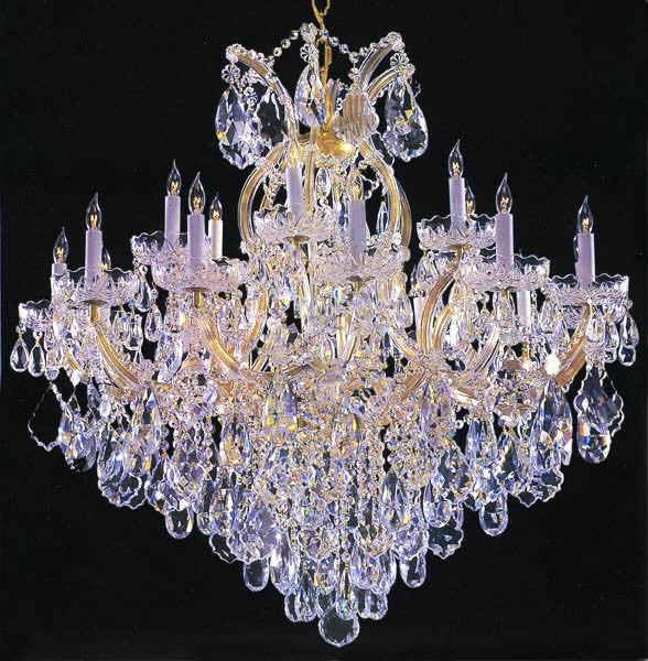 Gold plated Maria Theresa chandelier dressed with 25% Full Lead crystal