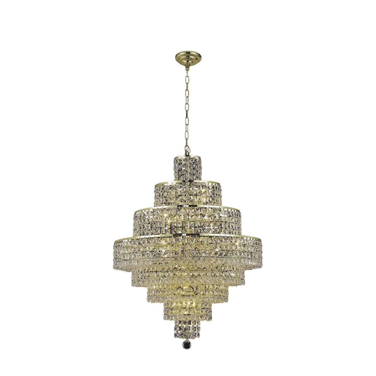 Gold Eighteen-Light Chandelier with Clear Royal Cut Crystals