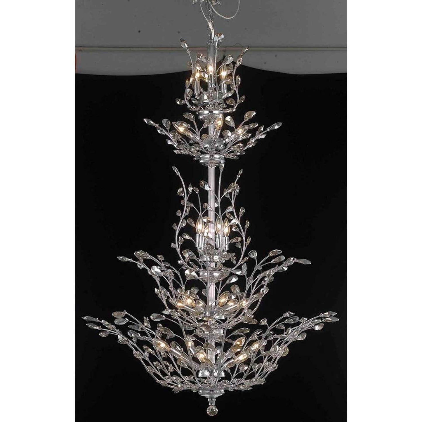 Orchid Chrome 18-Light Chandelier with Golden Teak Royal Cut Crystal