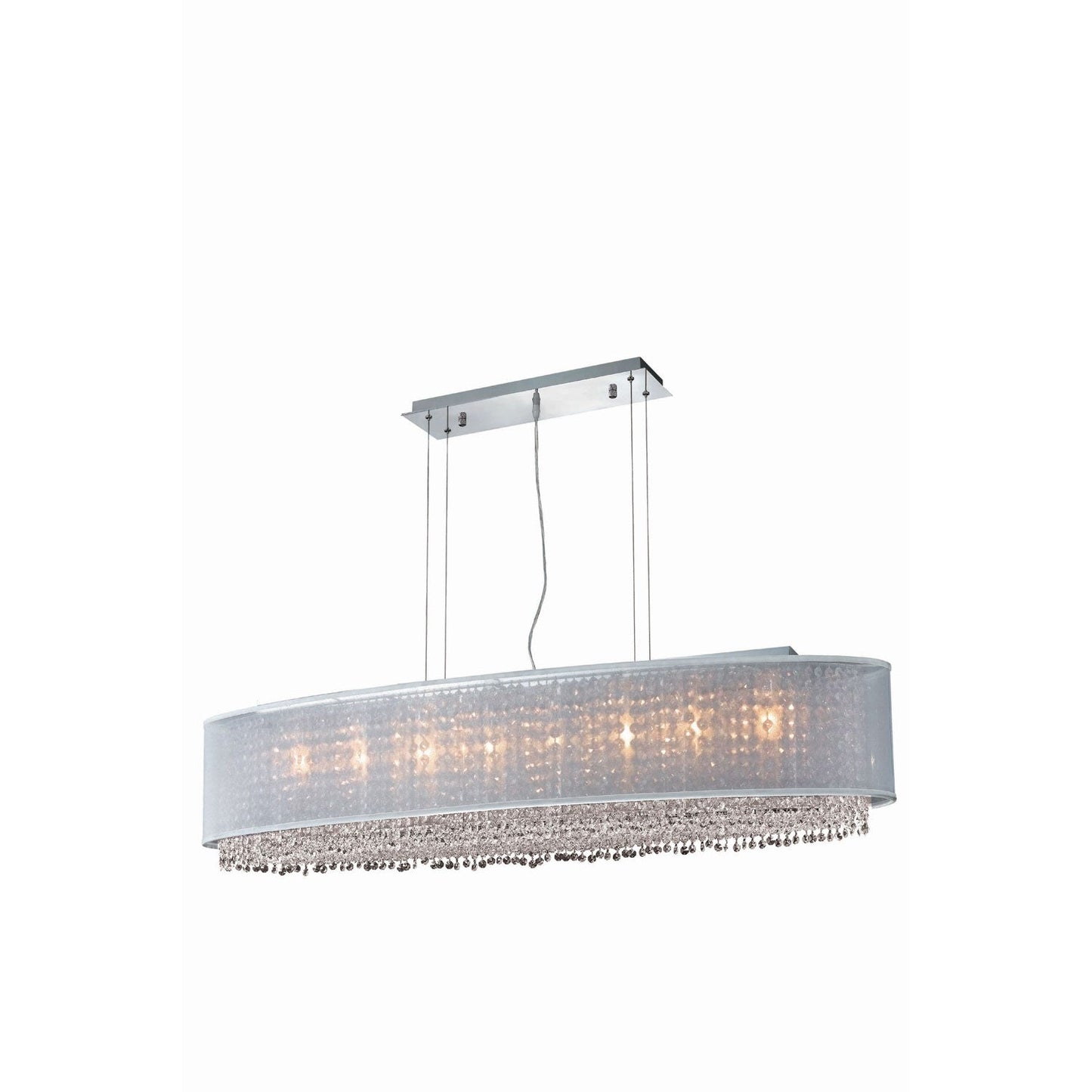 Moda Chrome Eight-Light Silver Shade Pendant with Rosaline and Clear Royal Cut Crystal