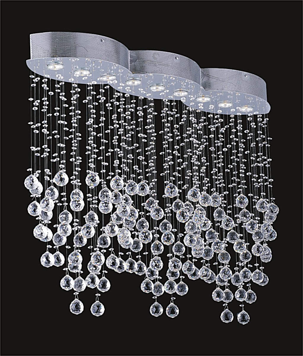 9 Lights contemporary crystal chandelier chrome plated base