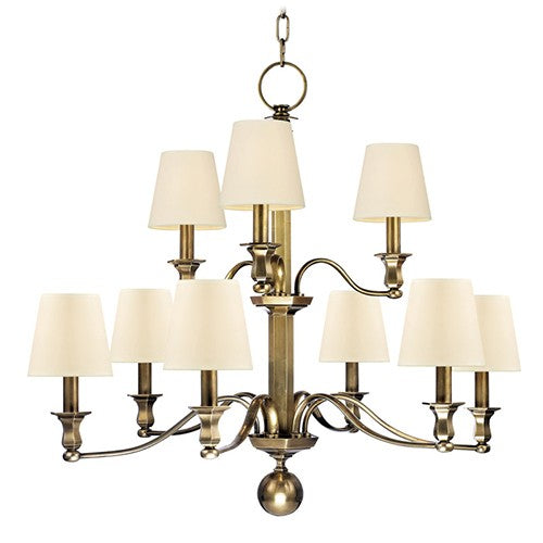 Nine-Light Chandelier with Cream Shade