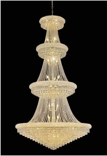 Gold Forty-Two Light Chandelier with Clear Royal Cut Crystals