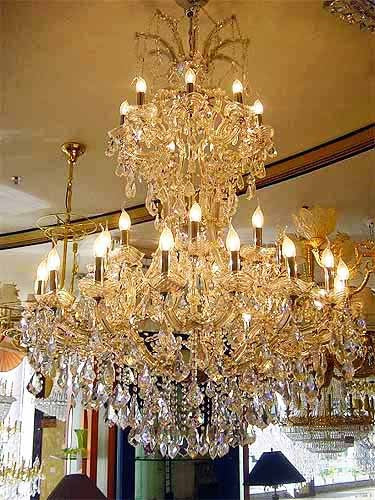 Gold plated Maria Theresa chandelier dressed with chinese number one crystal