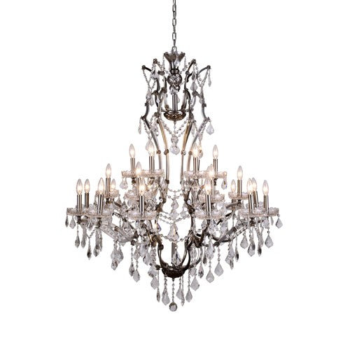 Elena Raw Steel 25-Light Chandelier with Silver Crystals