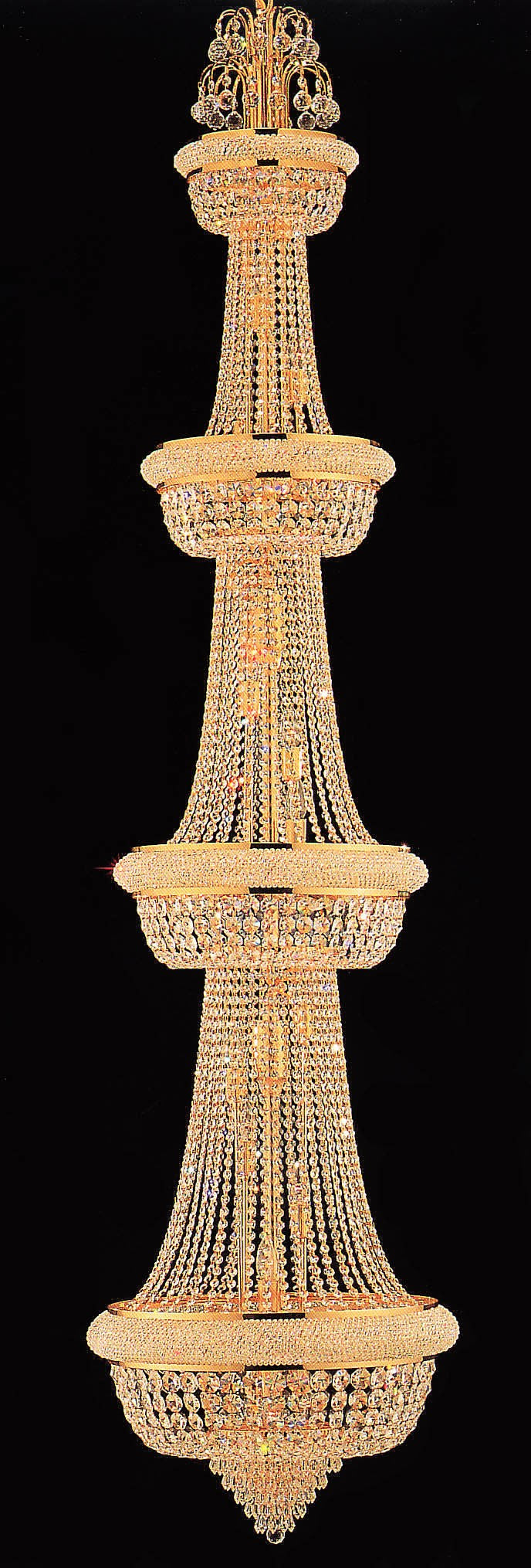 Entryway/ foyer crystal chandelier in gold plated finish