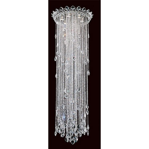 Schonbek Trilliane Strands Stainless Steel Six-Light Round Long Flush Mount with Clear Heritage Crystal