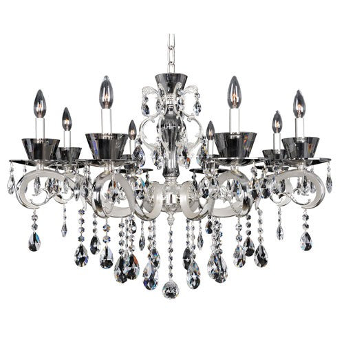 Locatelli Two-Tone Silver Eight-Light Chandelier with Firenze Clear Crystal