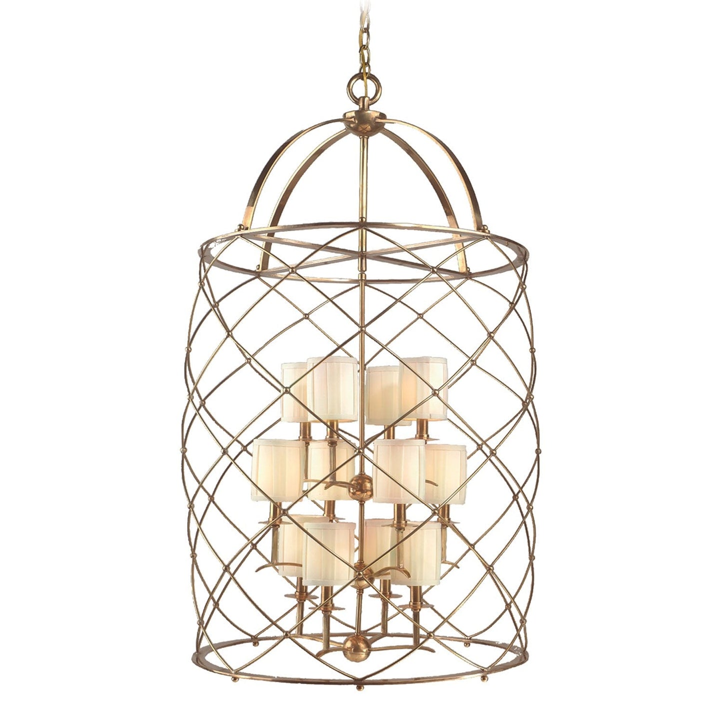 Aged Brass Twelve-Light Chandelier