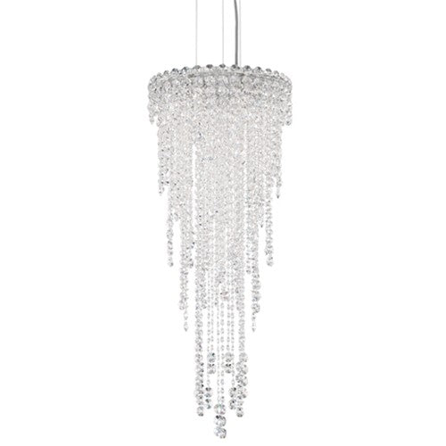 Stainless Steel Four-Light Round Medium Pendant with Clear Heritage Crystal