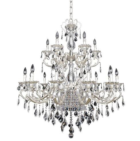 Silver 21-Light Two Tier Chandelier with Firenze Clear Crystal