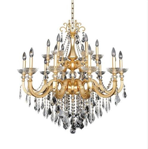 Gold 18-Light Chandelier with Firenze Clear Crystal