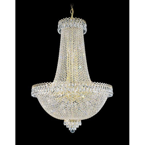 Razzle Dazzle Gold 31-Light Clear Gemcut Pendant, 28W x 40H x 28D