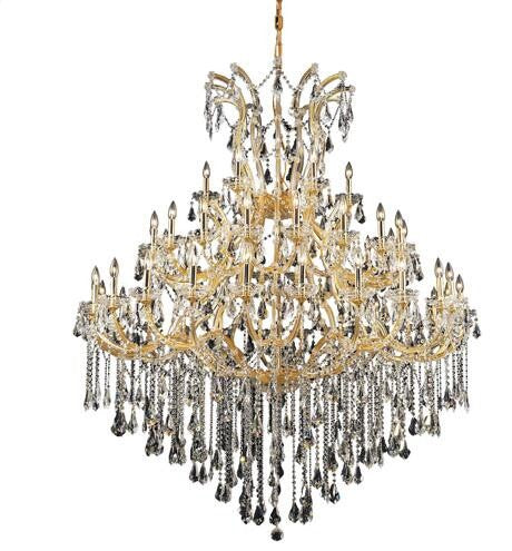 Gold Forty-Nine Light 60-Inch Chandelier with Royal Cut Clear Crystal