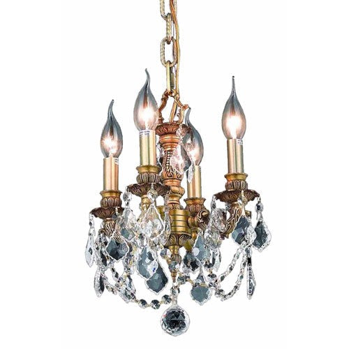 Gold Four-Light 10-Inch Mini Chandelier with Royal Cut Clear Crystal