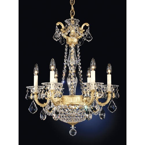 Gold Eight-Light Clear Spectra Crystal Chandelier, 21W x 28H x 21D