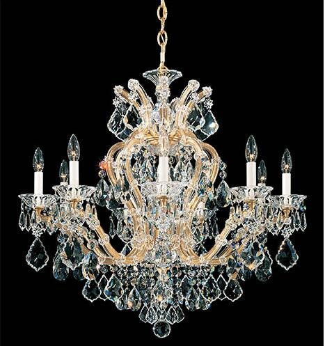 Gold 10-Light Chandelier with Clear Hand Cut Crystal