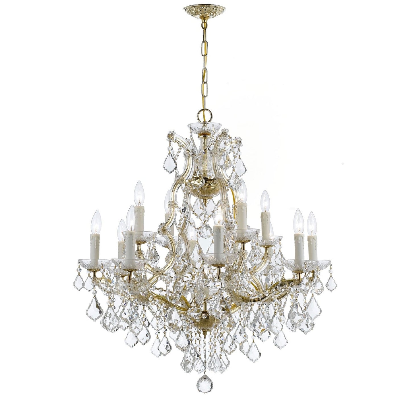 Maria Theresa Gold Twelve-Light Chandelier with Swarovski Elements Crystal