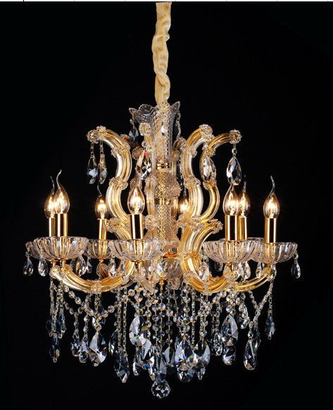 Gold plated 8 Light Maria Theresa crystal chandelier