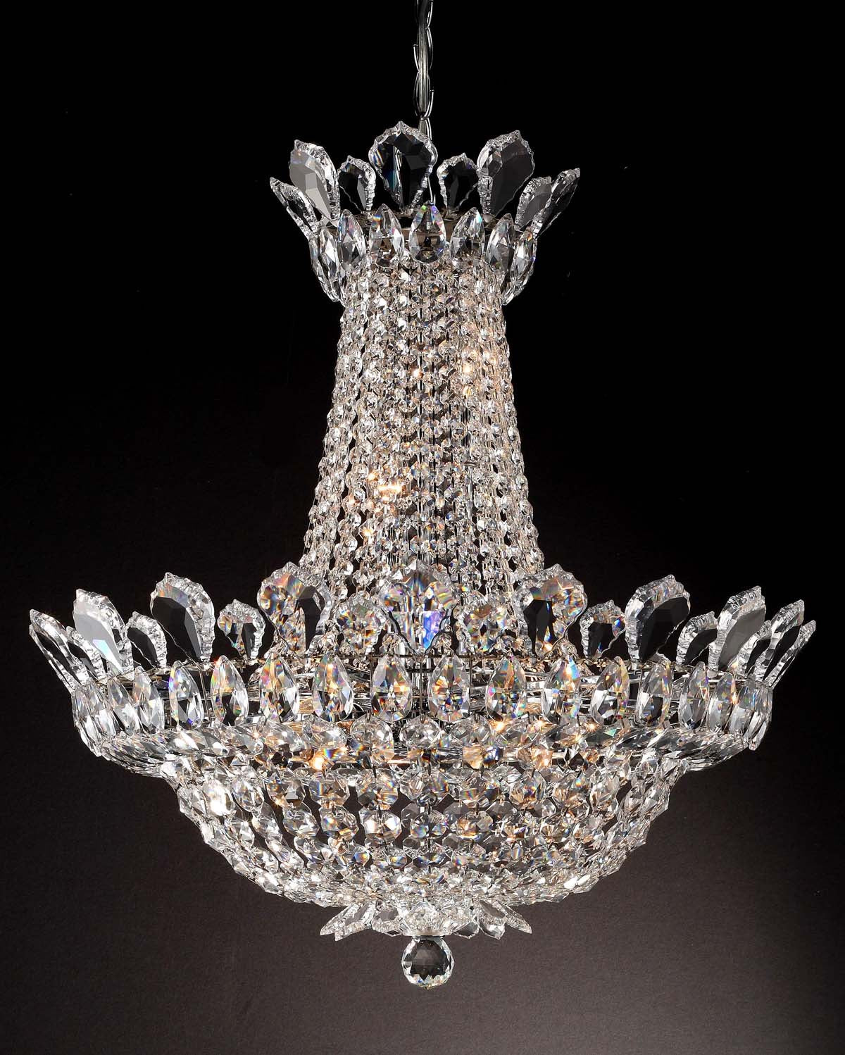 12 lights crystal chandelier in polished chrome finish