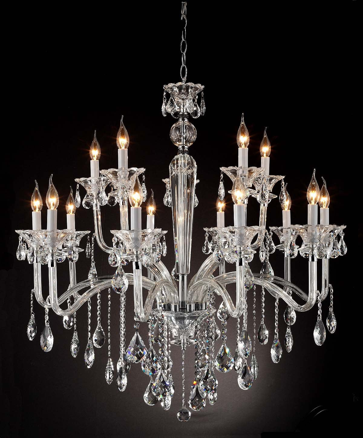 polished chrome 15 Lights Bohemian Crystal chandelier