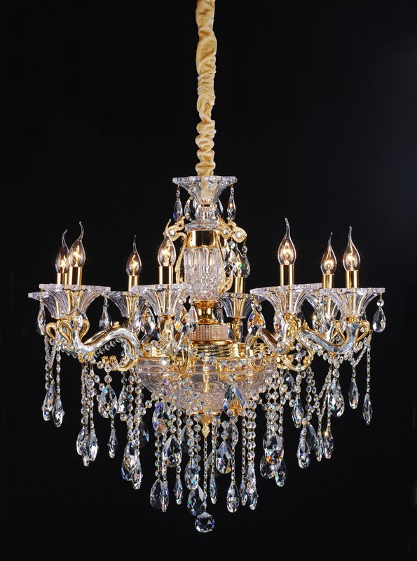 Gold plated 8 Light traditional crystal Chandelier