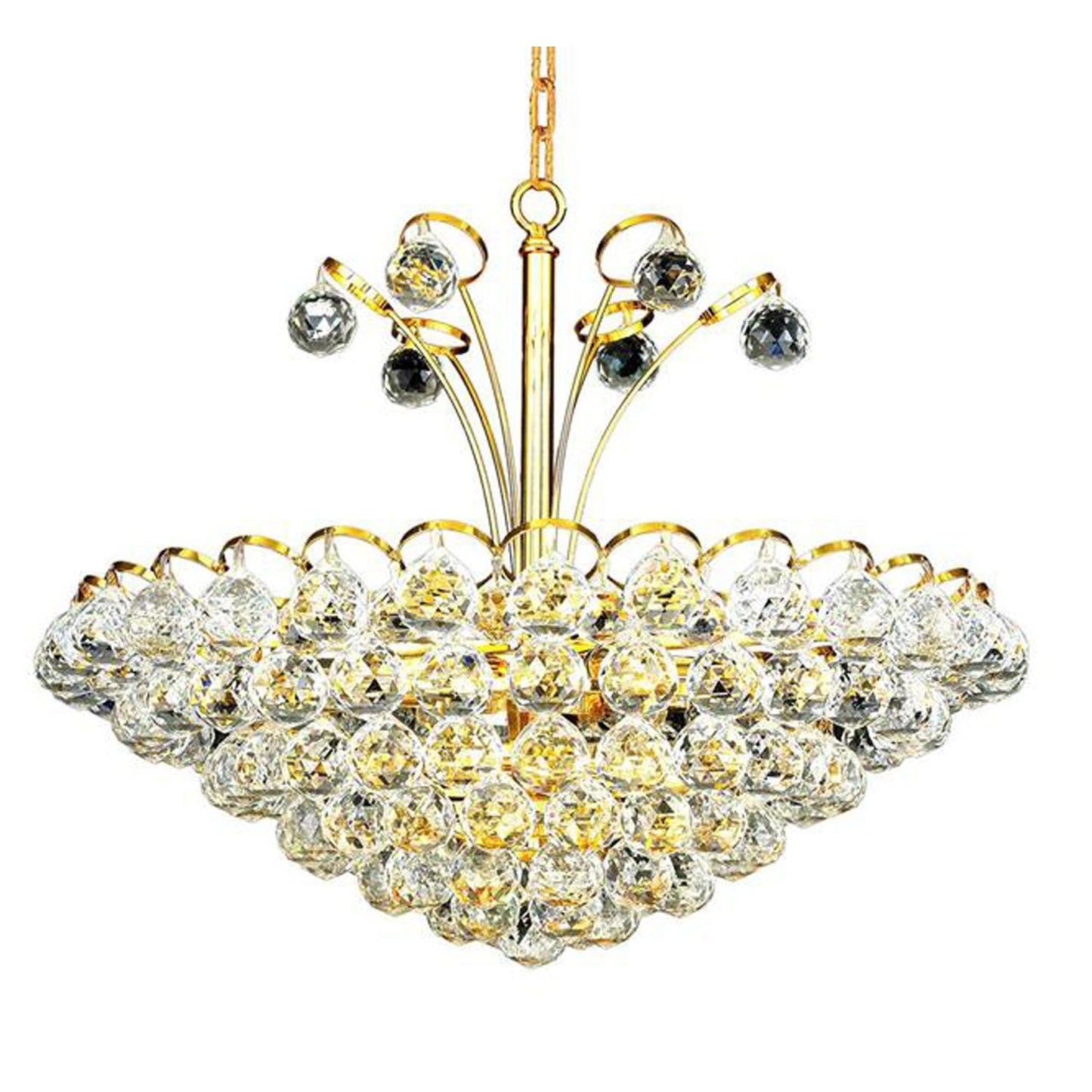 Godiva Gold Eight-Light 22-Inch Pendant with Elegant Cut Clear Crystal