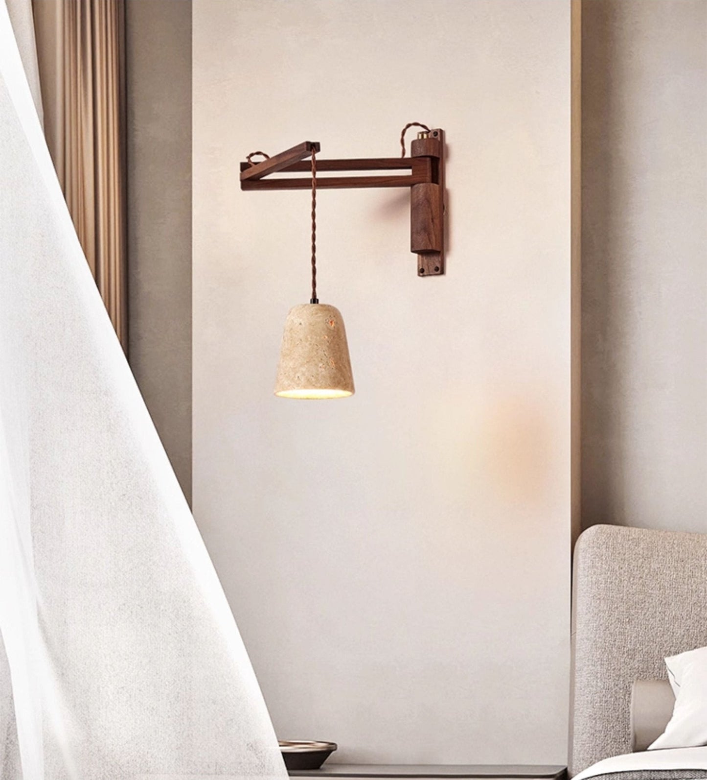 Adjustable Travertine Dome Wall Sconce