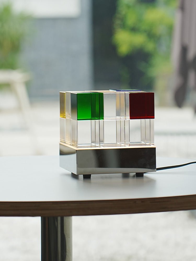Colored Crystal Cube Table Lamp