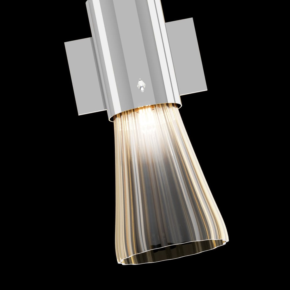 Designer Modern Chrome Murano Glass Wall Light