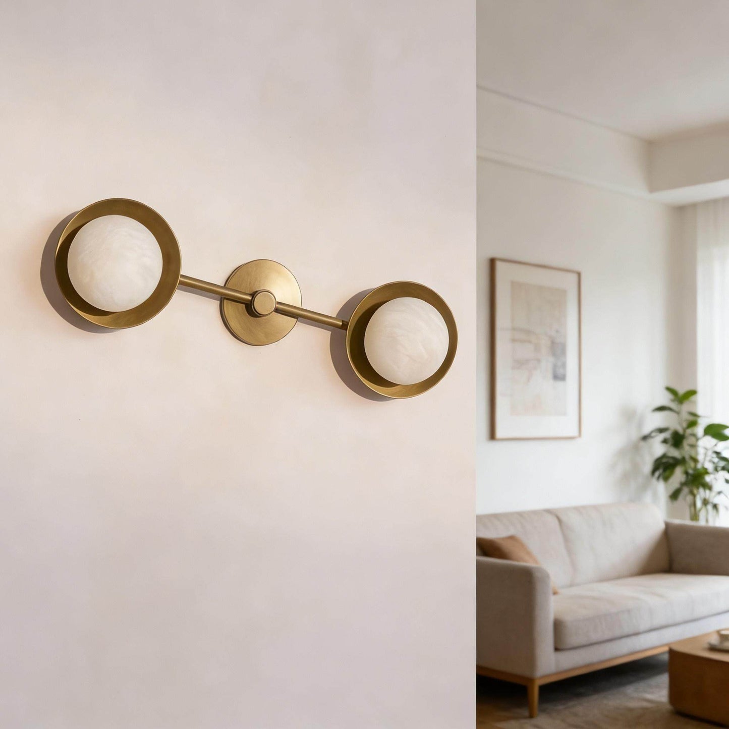 Dual Halo Alabaster Wall Light