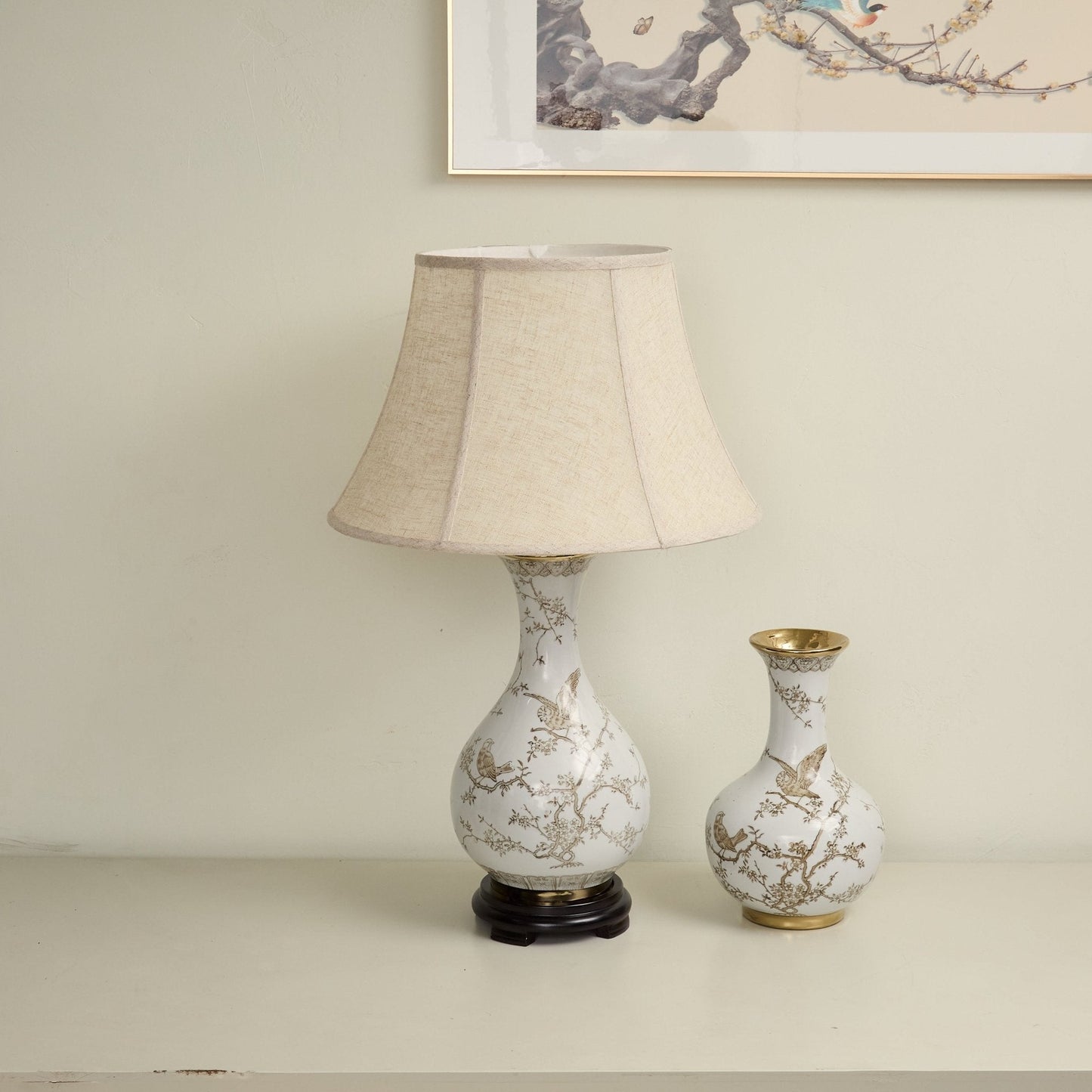 Floral Bird Ceramic Table Lamp
