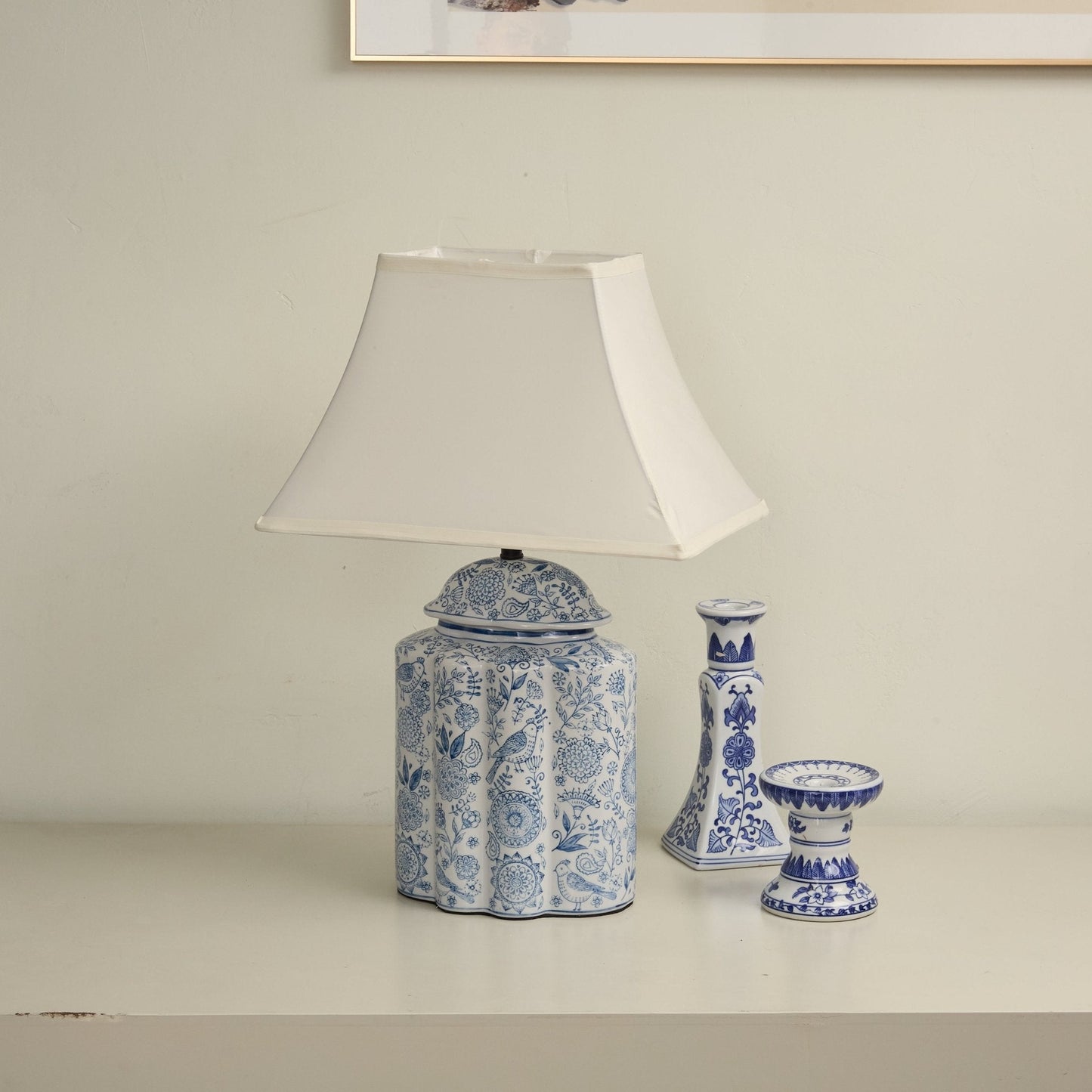 Floral Bird Jar Table Lamp